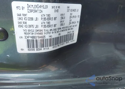 2003 Chrysler Pt Cruiser from USA, damaged, VIN 3C4FY48B63T640625